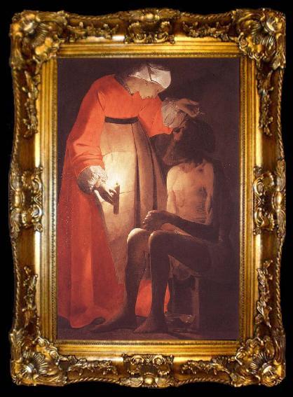 framed  LA TOUR, Georges de Job Mocked by his Wife, ta009-2
